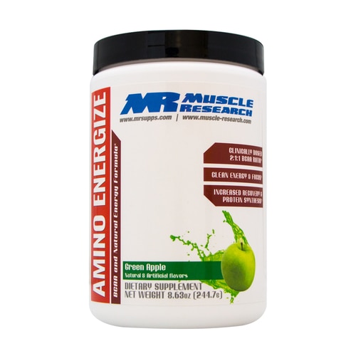 Muscle Research Amino Energize is a groundbreaking new product that will help maintain a steady flow of muscle-building amino acids, including BCAAs, while providing clean energy throughout your toughest workouts or the entire day. Formulated to be a clinically dosed 2:1:1 BCAA ratio, the thoroughly researched ingredients in Muscle Research Amino Energize can help provide the energy and enhanced protein synthesis needed to make the most of your workouts. 